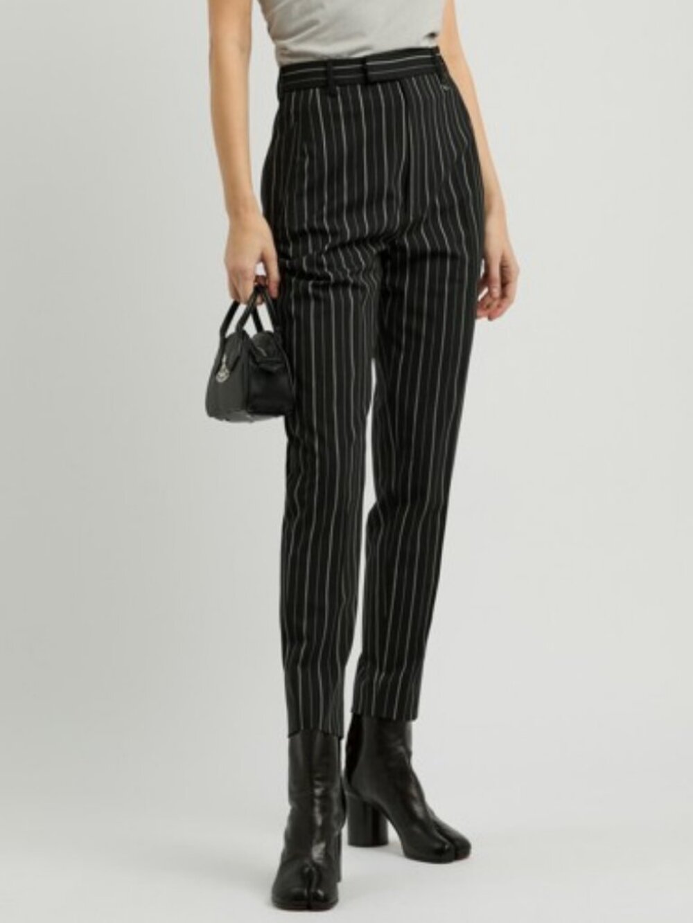 Maison Kitsune tailored pinstripe trousers black, white women's size 34 NWT